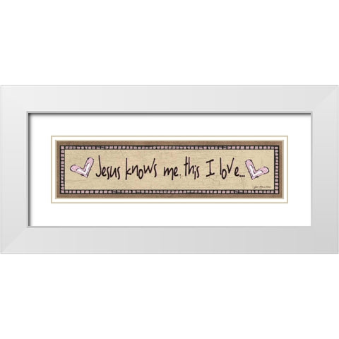 Jesus Knows Me - Pink White Modern Wood Framed Art Print with Double Matting by Moulton, Jo