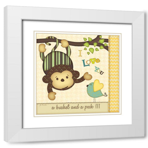 I Love You Monkey White Modern Wood Framed Art Print with Double Matting by Moulton, Jo