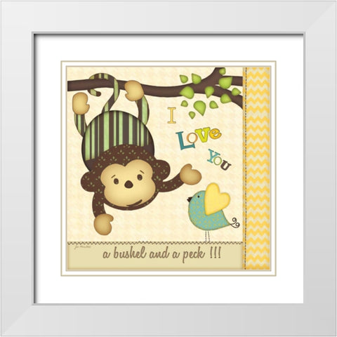 I Love You Monkey White Modern Wood Framed Art Print with Double Matting by Moulton, Jo