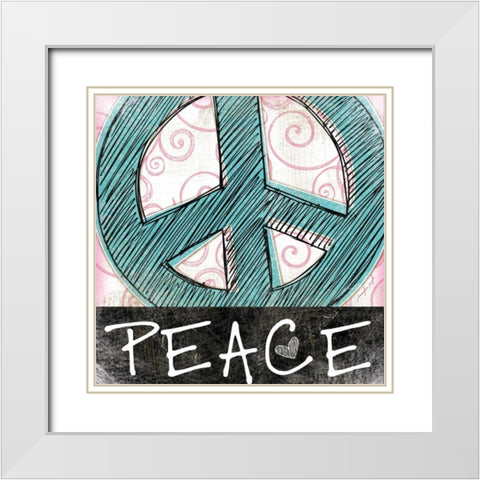 Peace White Modern Wood Framed Art Print with Double Matting by Pugh, Jennifer