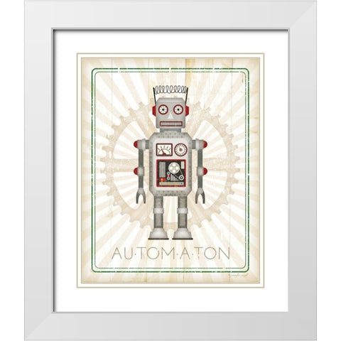Retro Robot II White Modern Wood Framed Art Print with Double Matting by Pugh, Jennifer