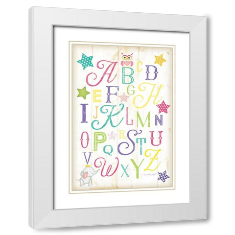 ABC Girl White Modern Wood Framed Art Print with Double Matting by Pugh, Jennifer