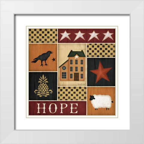Primitive Collage I White Modern Wood Framed Art Print with Double Matting by Pugh, Jennifer