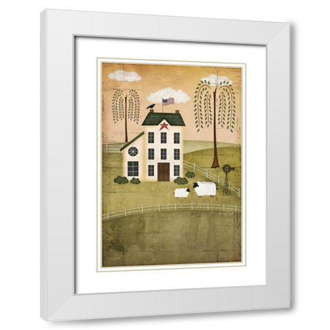 Primitive House White Modern Wood Framed Art Print with Double Matting by Pugh, Jennifer