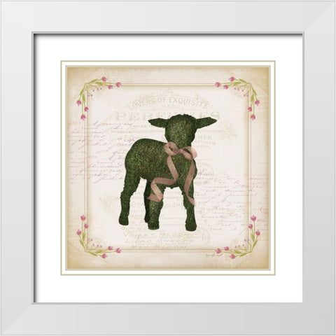 Lamb White Modern Wood Framed Art Print with Double Matting by Pugh, Jennifer