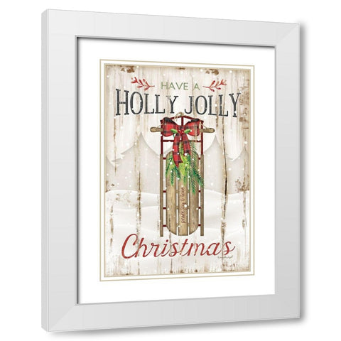 Holly Jolly White Modern Wood Framed Art Print with Double Matting by Pugh, Jennifer