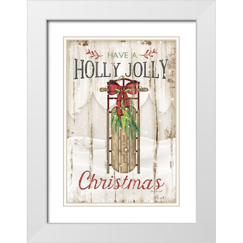 Holly Jolly White Modern Wood Framed Art Print with Double Matting by Pugh, Jennifer