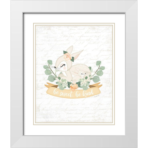Sweet Little Bunny White Modern Wood Framed Art Print with Double Matting by Pugh, Jennifer