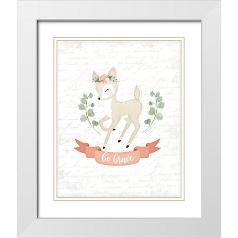 Sweet Little Deer White Modern Wood Framed Art Print with Double Matting by Pugh, Jennifer