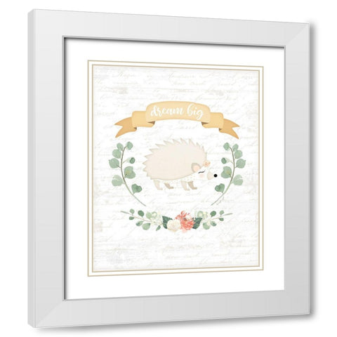 Sweet Little Hedgehog White Modern Wood Framed Art Print with Double Matting by Pugh, Jennifer