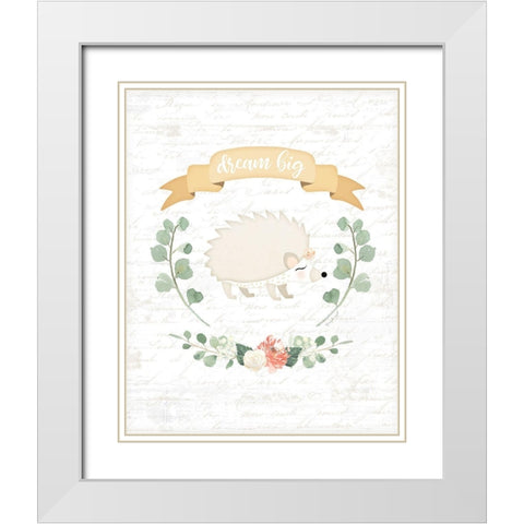 Sweet Little Hedgehog White Modern Wood Framed Art Print with Double Matting by Pugh, Jennifer
