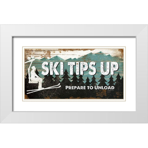 Ski Tips Up White Modern Wood Framed Art Print with Double Matting by Pugh, Jennifer