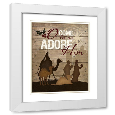 Let Us Adore Him White Modern Wood Framed Art Print with Double Matting by Pugh, Jennifer