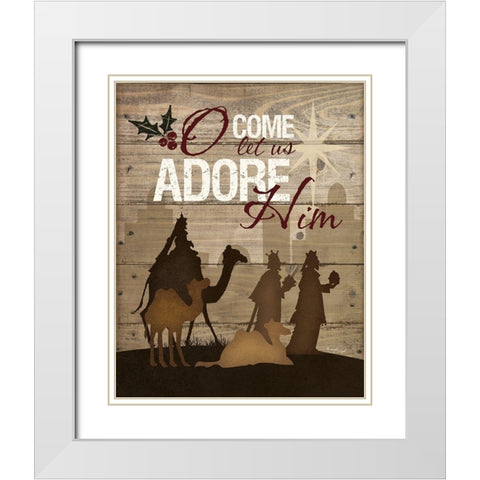 Let Us Adore Him White Modern Wood Framed Art Print with Double Matting by Pugh, Jennifer