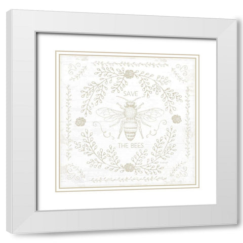 Save the Bees II White Modern Wood Framed Art Print with Double Matting by Pugh, Jennifer
