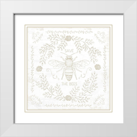 Save the Bees II White Modern Wood Framed Art Print with Double Matting by Pugh, Jennifer