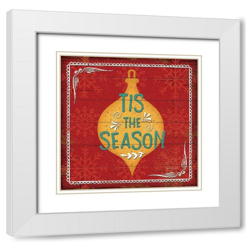 Tis the Season White Modern Wood Framed Art Print with Double Matting by Pugh, Jennifer