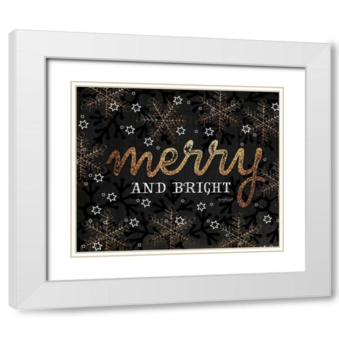 Merry White Modern Wood Framed Art Print with Double Matting by Pugh, Jennifer