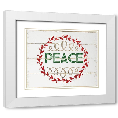 Peace White Modern Wood Framed Art Print with Double Matting by Pugh, Jennifer