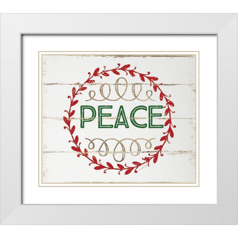 Peace White Modern Wood Framed Art Print with Double Matting by Pugh, Jennifer