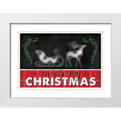 Merry Christmas White Modern Wood Framed Art Print with Double Matting by Pugh, Jennifer