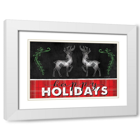 Happy Holidays White Modern Wood Framed Art Print with Double Matting by Pugh, Jennifer