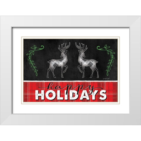 Happy Holidays White Modern Wood Framed Art Print with Double Matting by Pugh, Jennifer