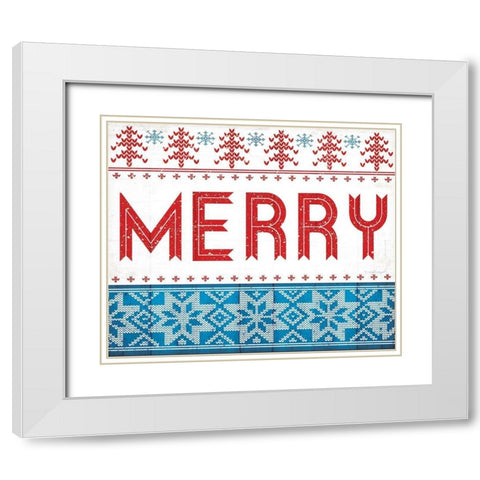 Merry White Modern Wood Framed Art Print with Double Matting by Pugh, Jennifer