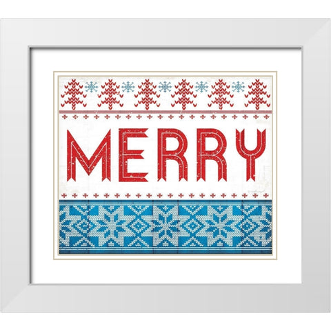 Merry White Modern Wood Framed Art Print with Double Matting by Pugh, Jennifer