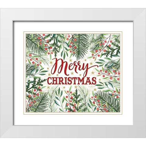 Merry Christmas White Modern Wood Framed Art Print with Double Matting by Pugh, Jennifer
