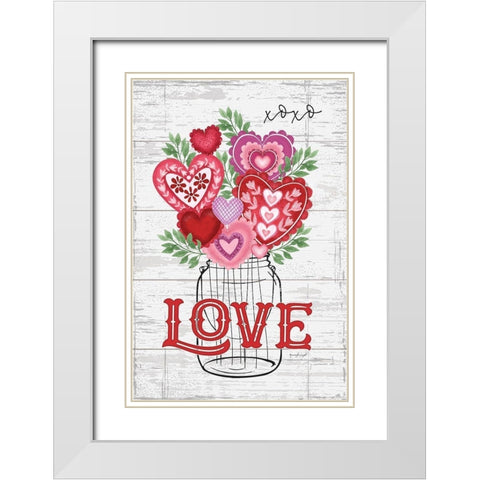 Love White Modern Wood Framed Art Print with Double Matting by Pugh, Jennifer
