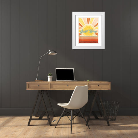 Good Vibes White Modern Wood Framed Art Print with Double Matting by Pugh, Jennifer