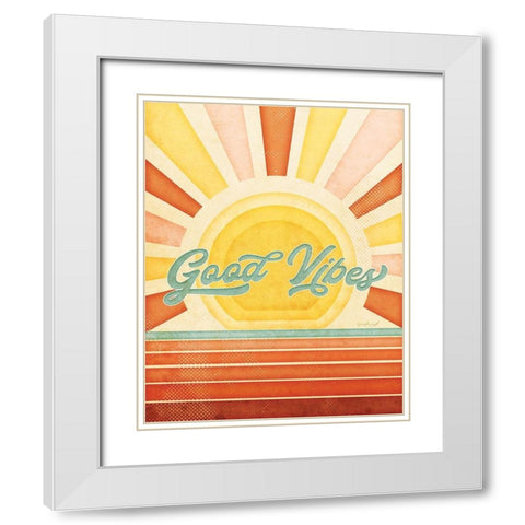 Good Vibes White Modern Wood Framed Art Print with Double Matting by Pugh, Jennifer