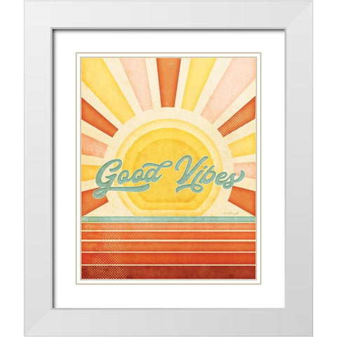 Good Vibes White Modern Wood Framed Art Print with Double Matting by Pugh, Jennifer
