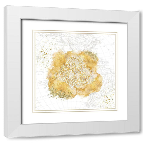 Golden Coral White Modern Wood Framed Art Print with Double Matting by Pugh, Jennifer
