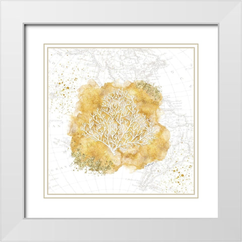 Golden Coral White Modern Wood Framed Art Print with Double Matting by Pugh, Jennifer
