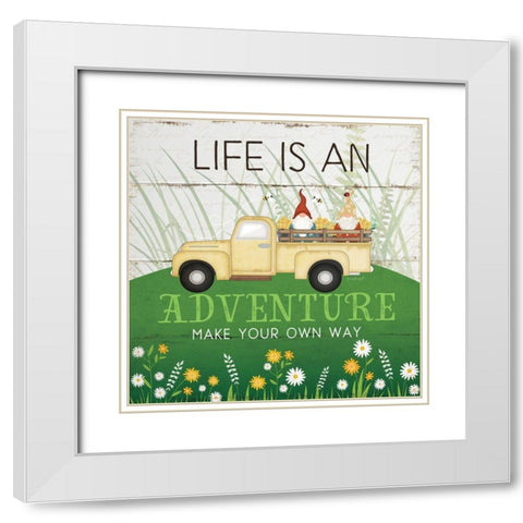 Life is an Adventure White Modern Wood Framed Art Print with Double Matting by Pugh, Jennifer
