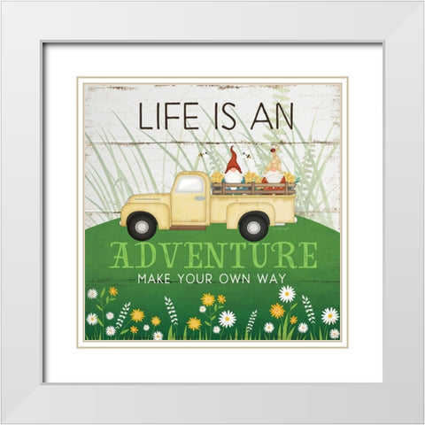 Life is an Adventure White Modern Wood Framed Art Print with Double Matting by Pugh, Jennifer