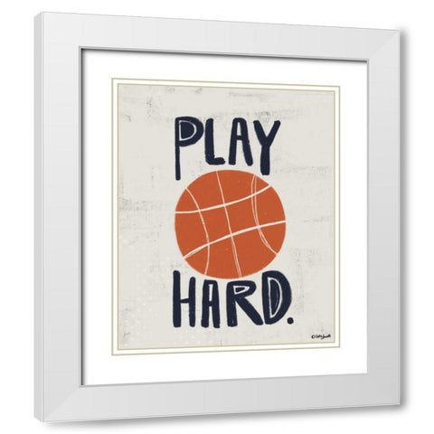 Basketball White Modern Wood Framed Art Print with Double Matting by Doucette, Katie