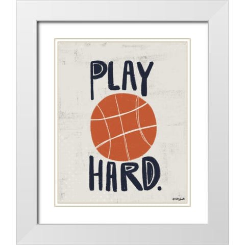 Basketball White Modern Wood Framed Art Print with Double Matting by Doucette, Katie