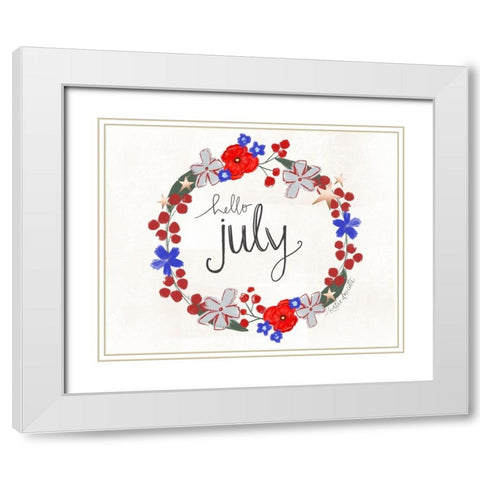 Hello July White Modern Wood Framed Art Print with Double Matting by Doucette, Katie