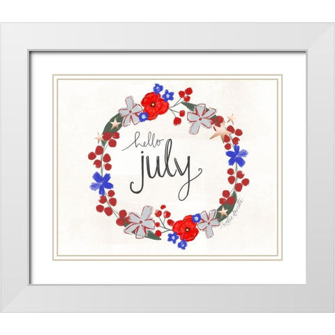 Hello July White Modern Wood Framed Art Print with Double Matting by Doucette, Katie