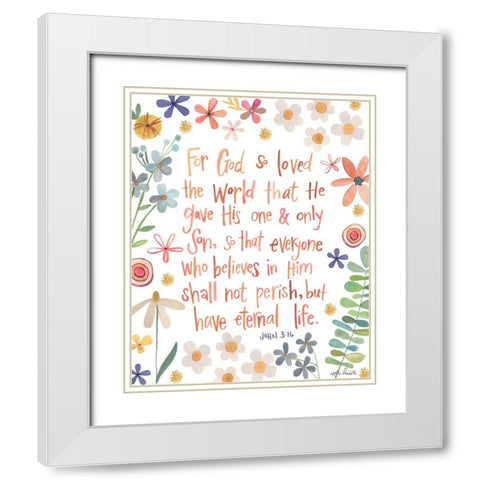 John 3:16 White Modern Wood Framed Art Print with Double Matting by Doucette, Katie