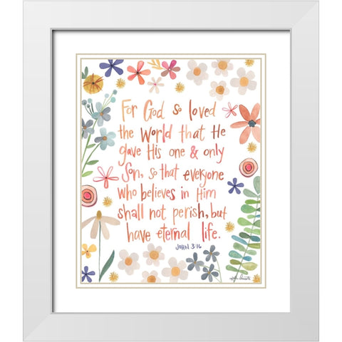John 3:16 White Modern Wood Framed Art Print with Double Matting by Doucette, Katie