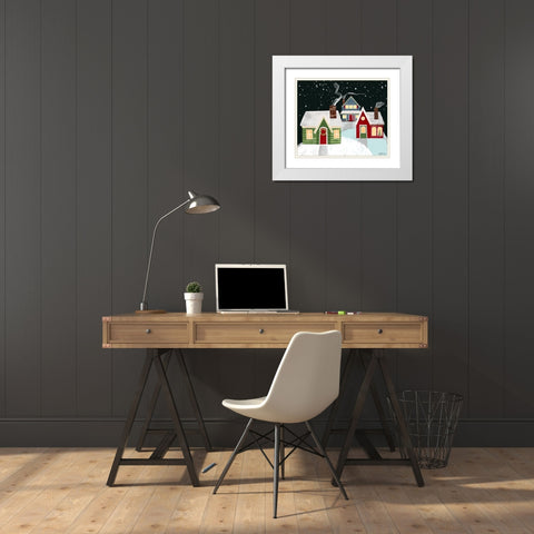 Christmas Village White Modern Wood Framed Art Print with Double Matting by Doucette, Katie