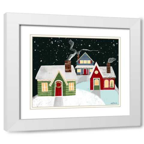 Christmas Village White Modern Wood Framed Art Print with Double Matting by Doucette, Katie