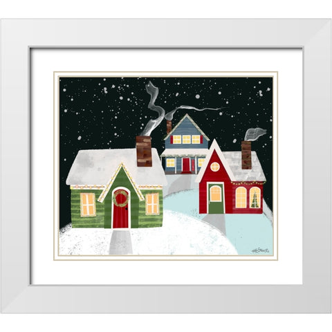 Christmas Village White Modern Wood Framed Art Print with Double Matting by Doucette, Katie