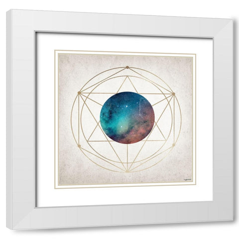 Geo Planet White Modern Wood Framed Art Print with Double Matting by Brown, Kyra