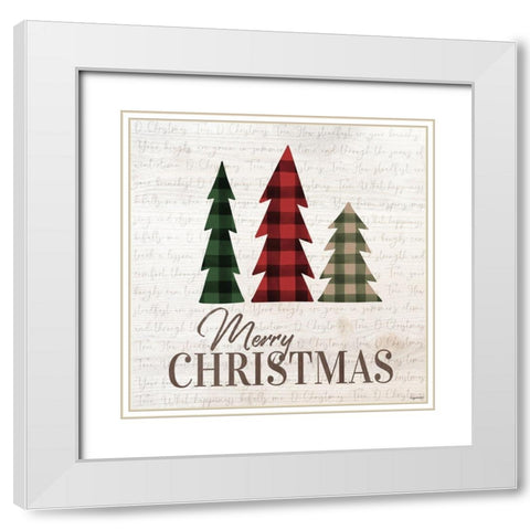 Merry Christmas Trees White Modern Wood Framed Art Print with Double Matting by Brown, Kyra