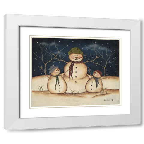 Two Snowmen White Modern Wood Framed Art Print with Double Matting by Lewis, Kim